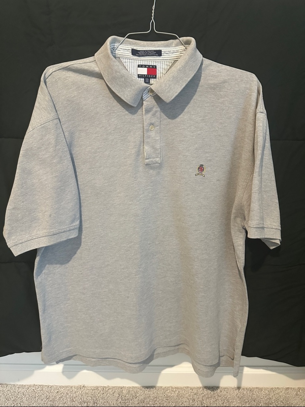 Tommy Hilfiger Light Gray Polo with Small Embroidered Crest